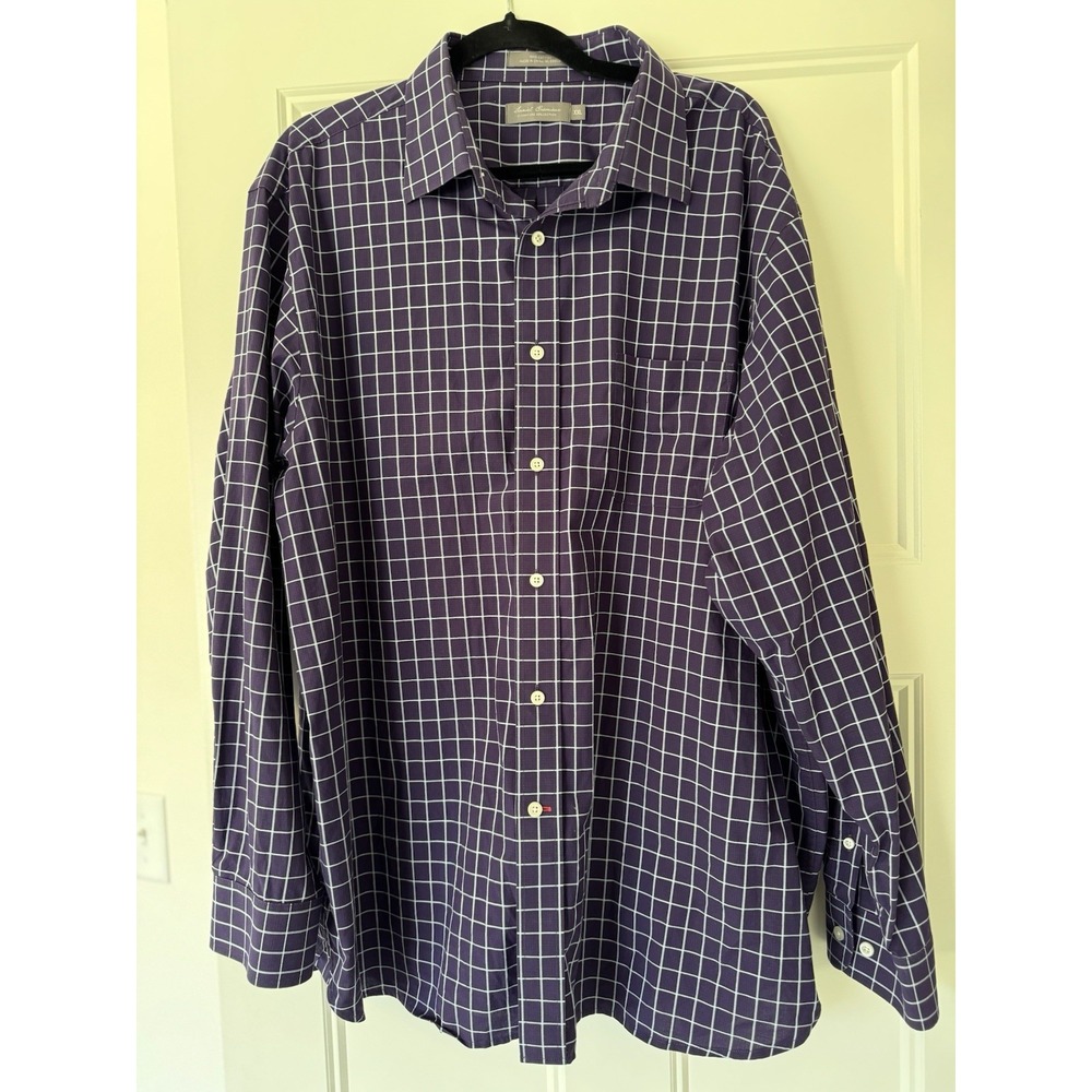 Daniel Cremieux 2XL Shirt Mens Purple Plaid Long Sleeve Button‎ Up Side Pocket
